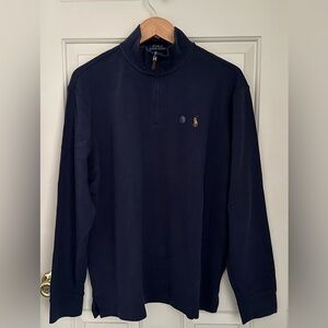 NWT - Navy POLO Ralph Lauren Men’s Cotton Rib 1/4 Zip Pullover, Size L